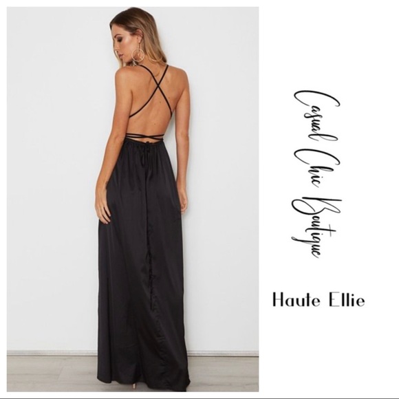 Slip Satin Faux Wrap Grecian Maxi Dress - Picture 8 of 8